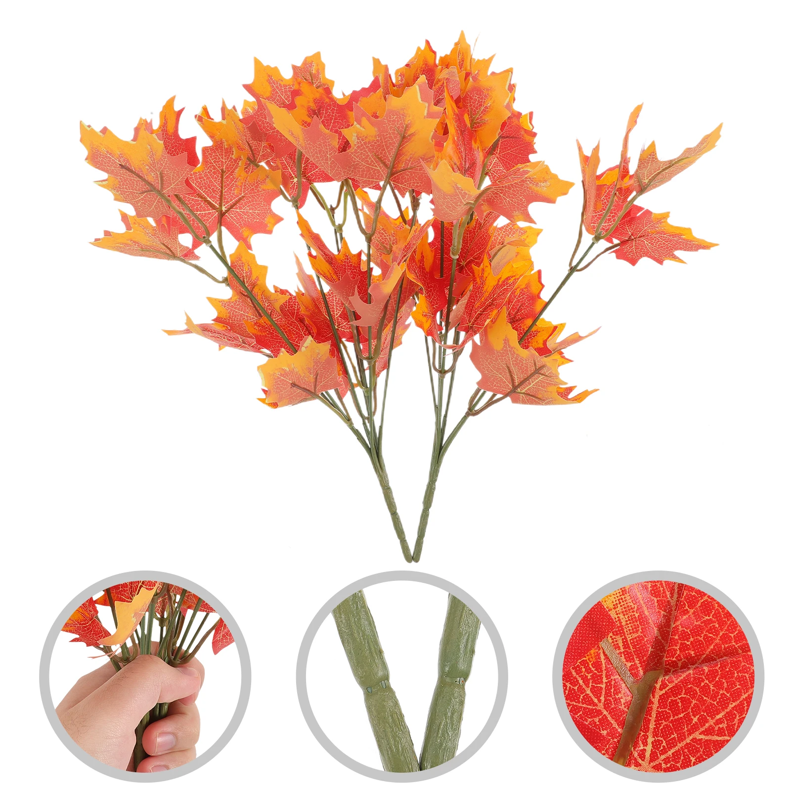 

6 Pcs Artificial Maple Leaves Branch Plastic Fall Thanksgiving Flower Arrangement DecorationDIY Table Decor Fake