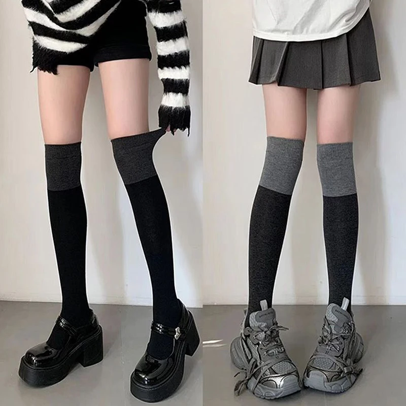 

Solid Color Thigh High Stockings Women Trendy Casual Over The Knee Female Long Socks Thermal Warm Cotton Tall Tube Leggings