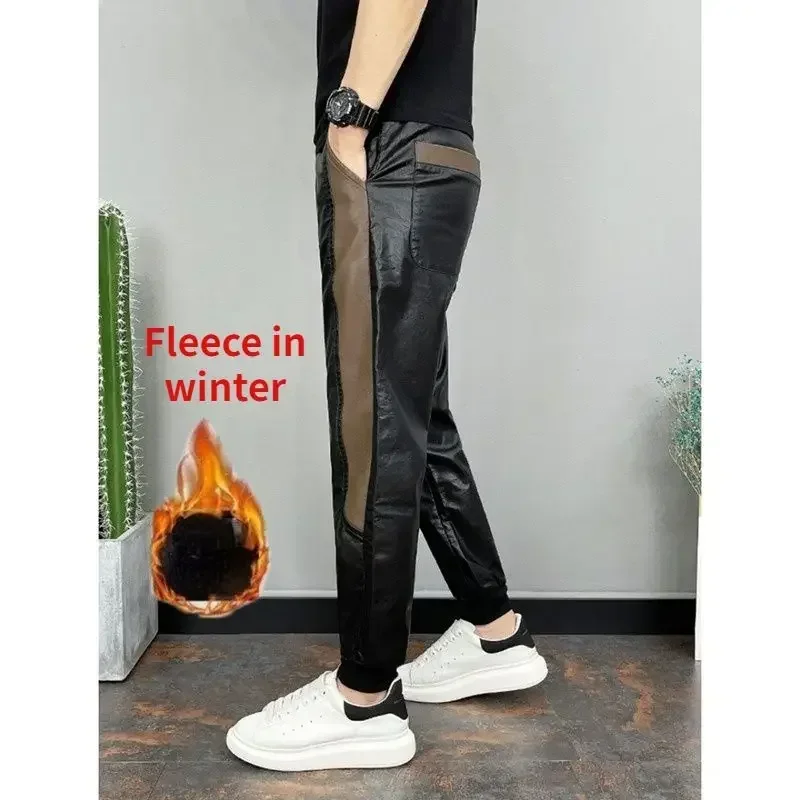 Open-Crotch Pants Men's Fleece-Lined Thickened Motorcycle Winter Take-out Riding Leather Pants Double-Headed Invisible Zipper
