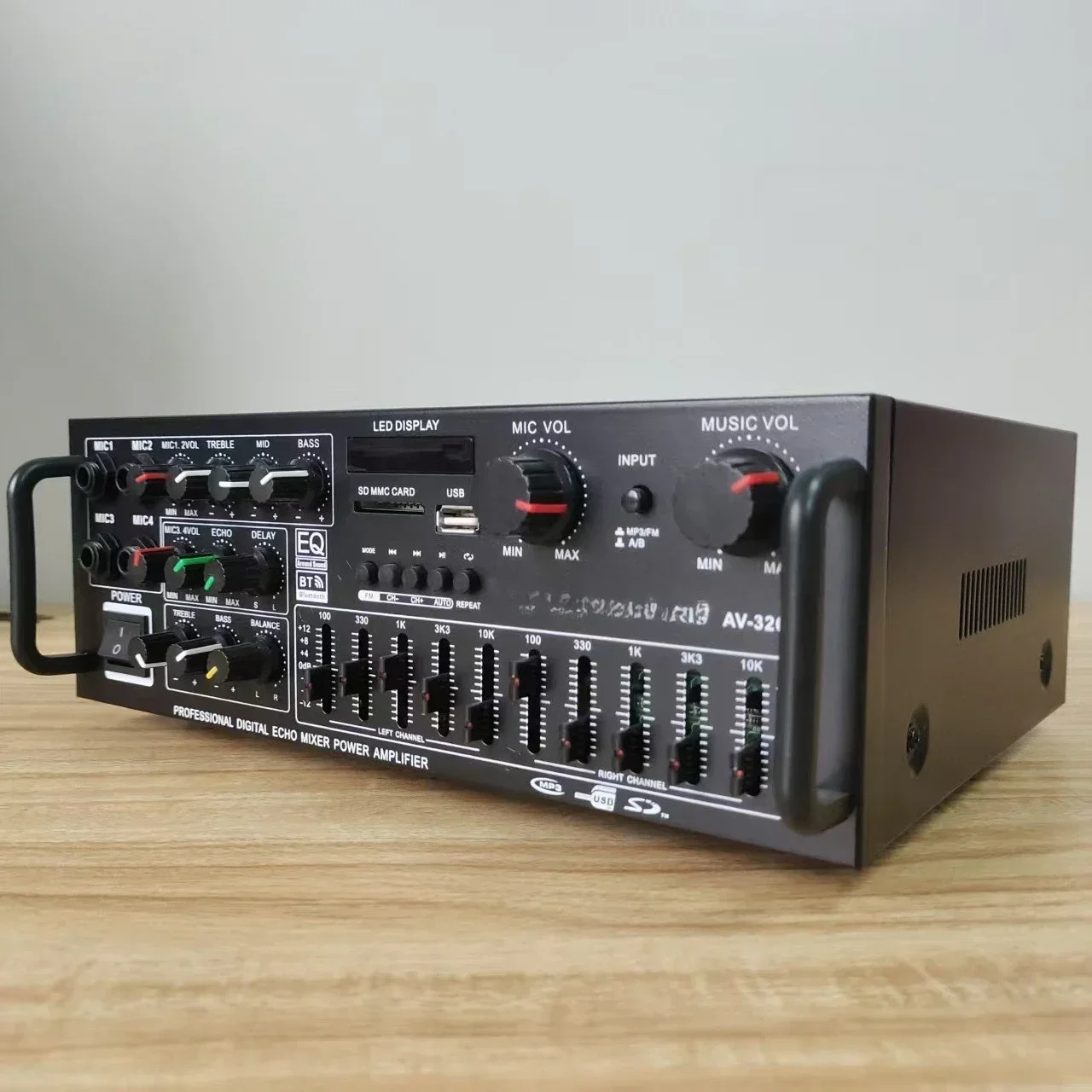 Durable  High-power Household Power Amplifier 12V/220V Bluetooth EQ Equalizer Car Outdoor Karaoke Dual-purpose Power Amplifier