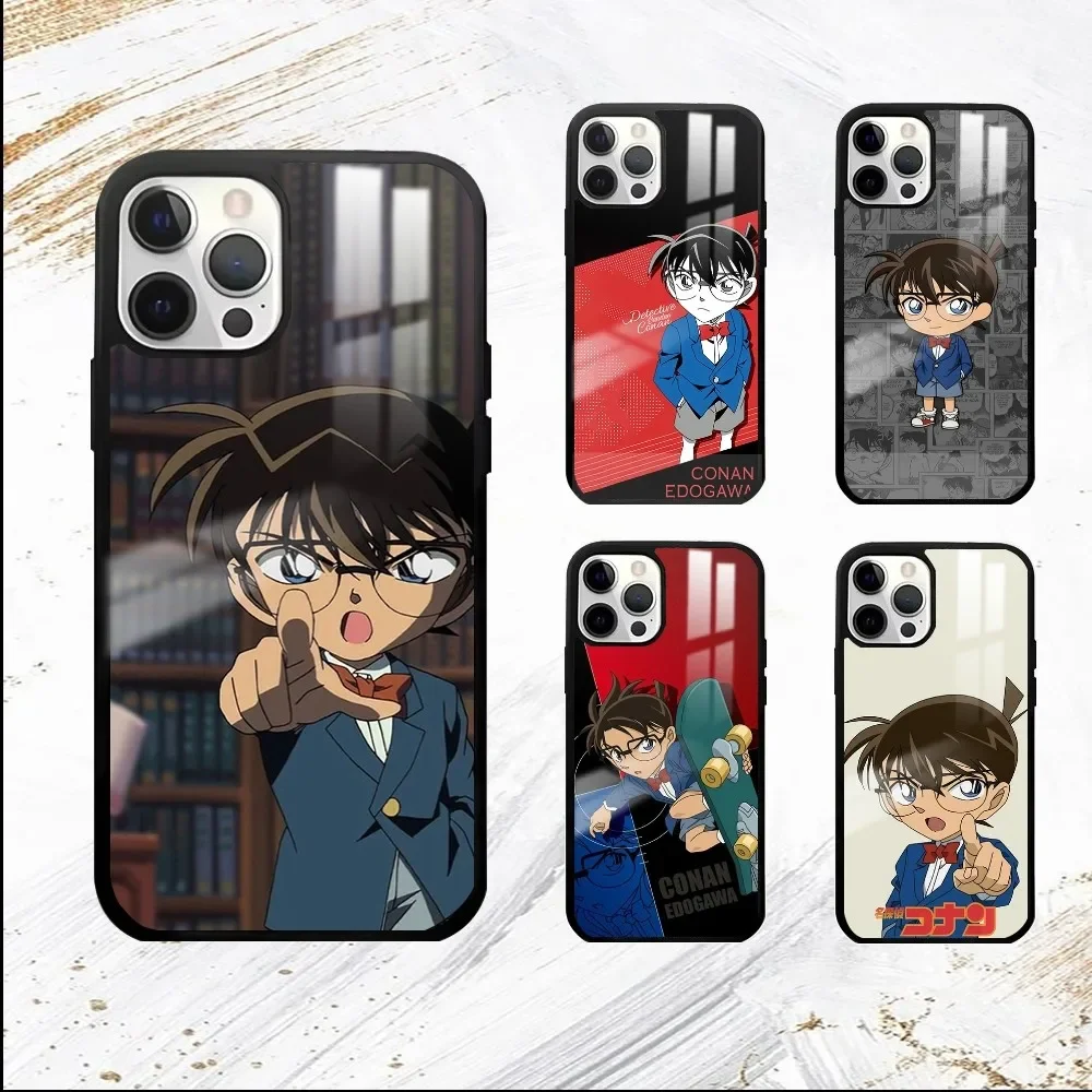 Anime D-Detective C-Conan Phone Case For iPhone 16 15 14 13 12 11 Pro Max Plus Mini PC Mirror Fashion  phone case