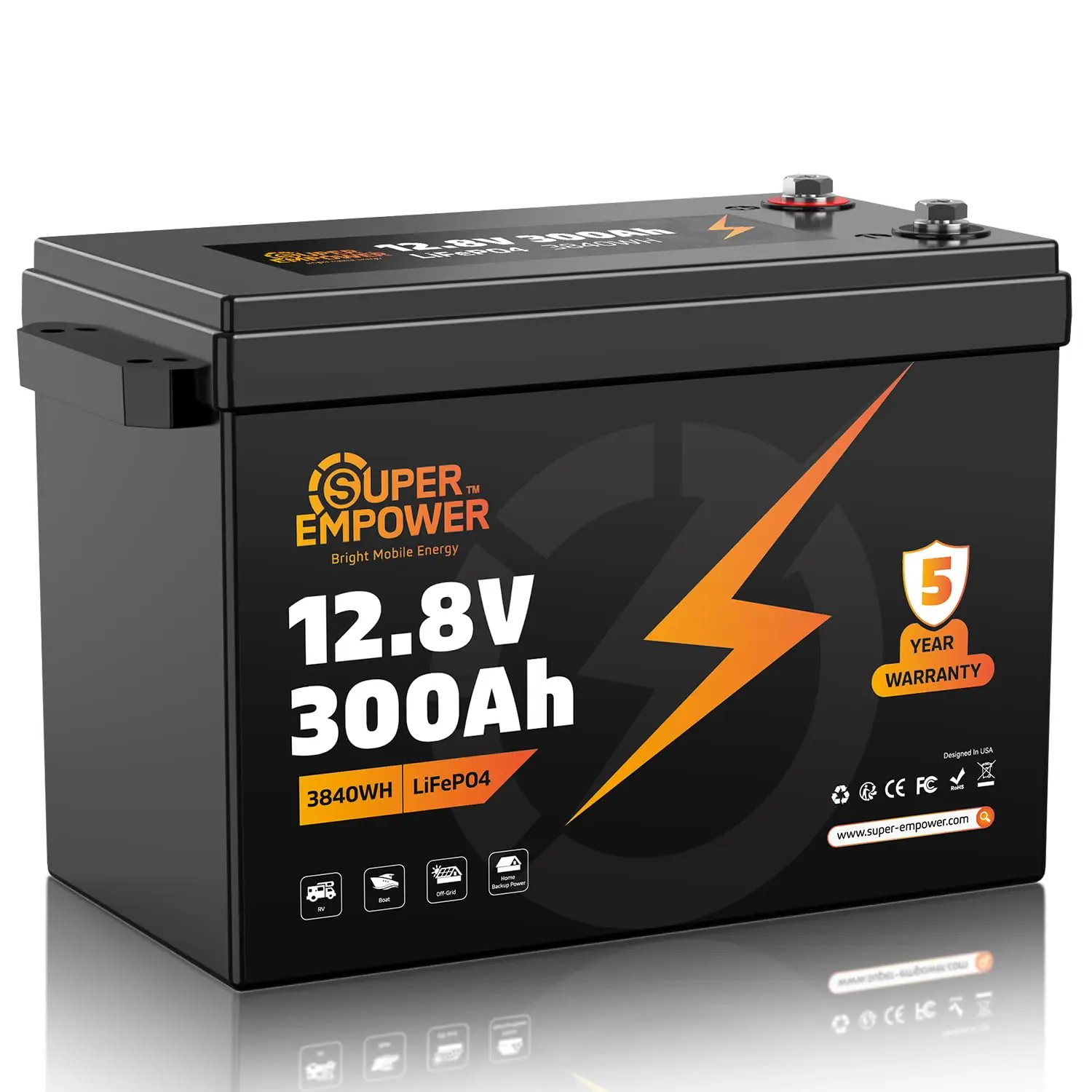 12V 300Ah LiFePO4 Deep Cycle Battery for RV Solar Energy Storage System, Customized