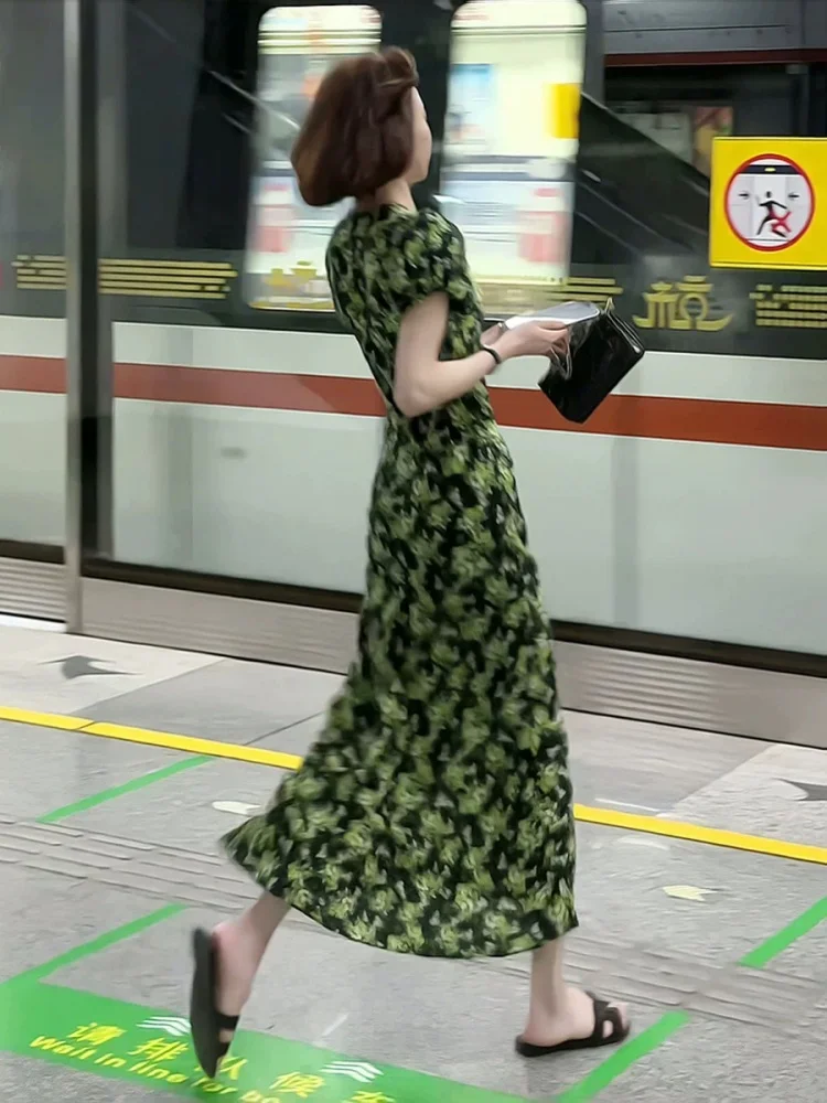 تنورة ماكسي نسائية بطبعة زهور لربيع 2026، تنورة كاجوال بخصر عالٍ وقصة A، خفيفة الوزن، أنيقة وعصرية