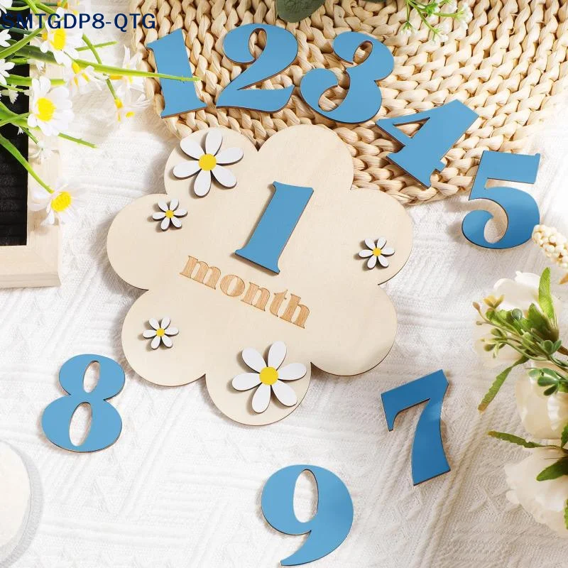 NEW Wooden Baby Monthly Milestone Cards Flowers Double Sides Number Month Girls Boys Newborn Photography Props Accessories