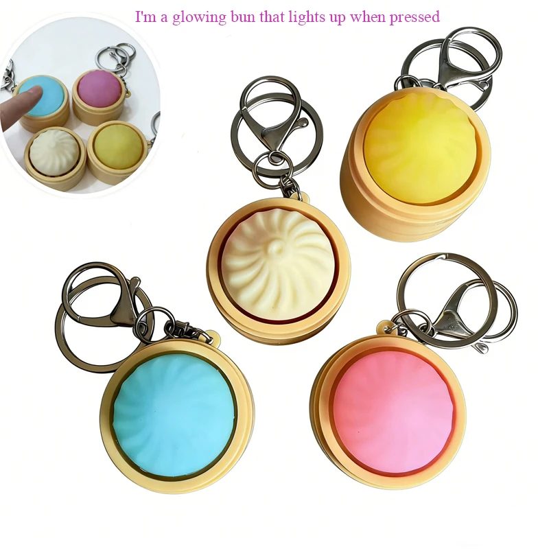 Nouveau 2026 : Porte-clés LED créatif Xiaolongbao, simulation de décompression, pendentif pour sac, jouet anti-stress