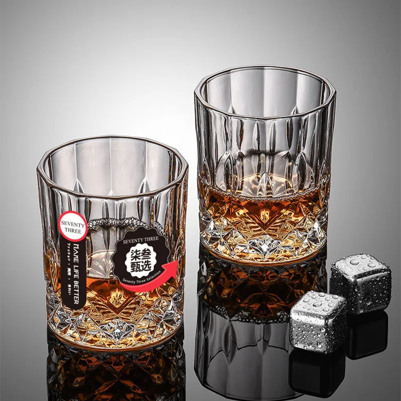 HeY LiLac 210 ml Starlight Heavy Base Altmodisches Glas Taishan Kristall Whiskyglas Steinglas mit dickem Boden