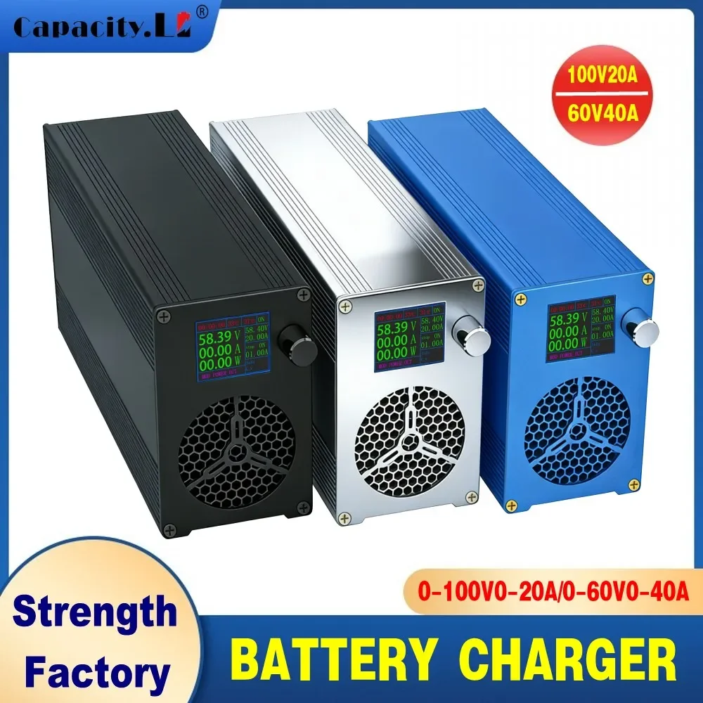 Smart Adjustable Battery Charger 0-60V 40A / 100V 20A, CC CV Fast Charging DC Power Supply, AC100-240V for Li-ion & LPO4 Battery