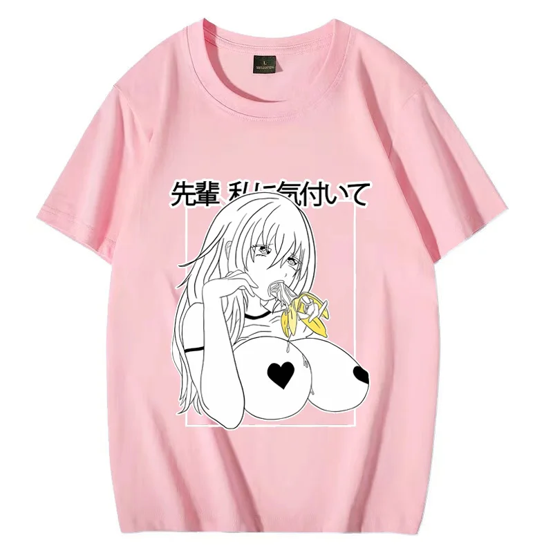 Summer 100% Cotton New Men Women \' s Anime T Shirt  Ahegao cosplay Manga streetwear Unisex Tee Oversized short sleeve clothes