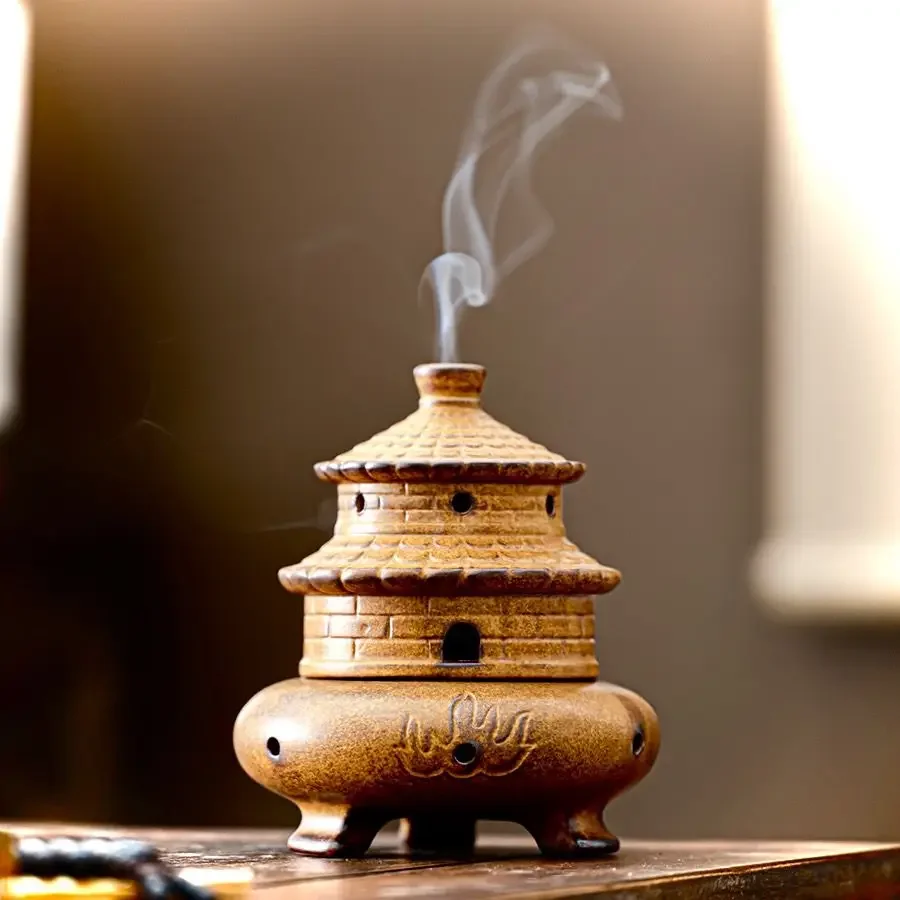 Ceramic Household Incense Burner, Imitation of Ancient Incense Stove, Tea Table Decoration, Tai Chi Eight Trigu Furnace, Househo