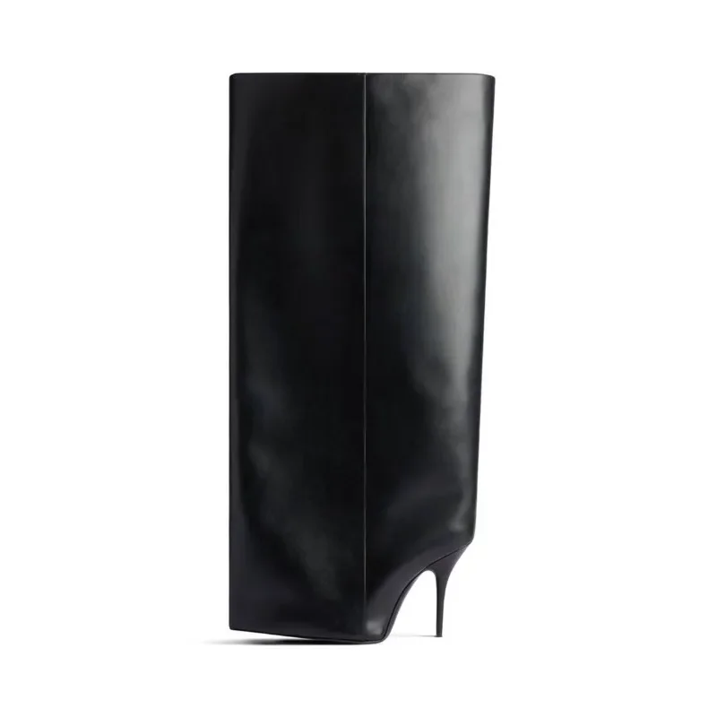 SLSHLYJ New Knee Length Loose Fit Big Circumference Straight Leg Pants Boots New High-heeled Pointed Knight Boots 44