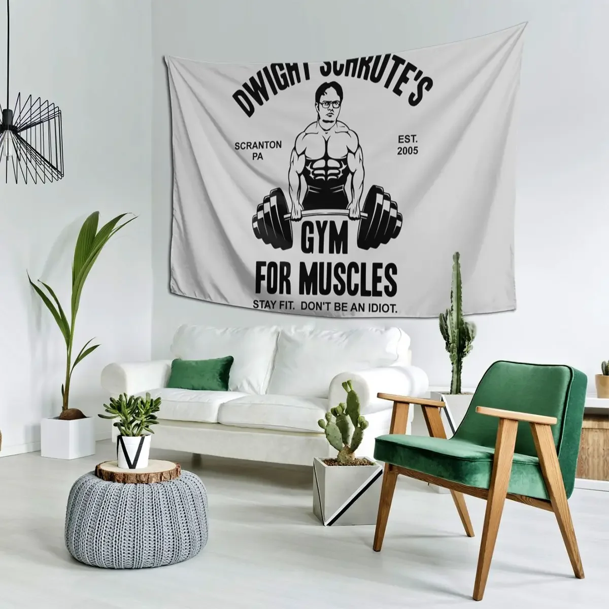 Dwight Schrute Gym For Muscles Tapestry Hippie Wall Hanging Aesthetic Home Decoration Tapestries for Room Bedroom Dorm Room