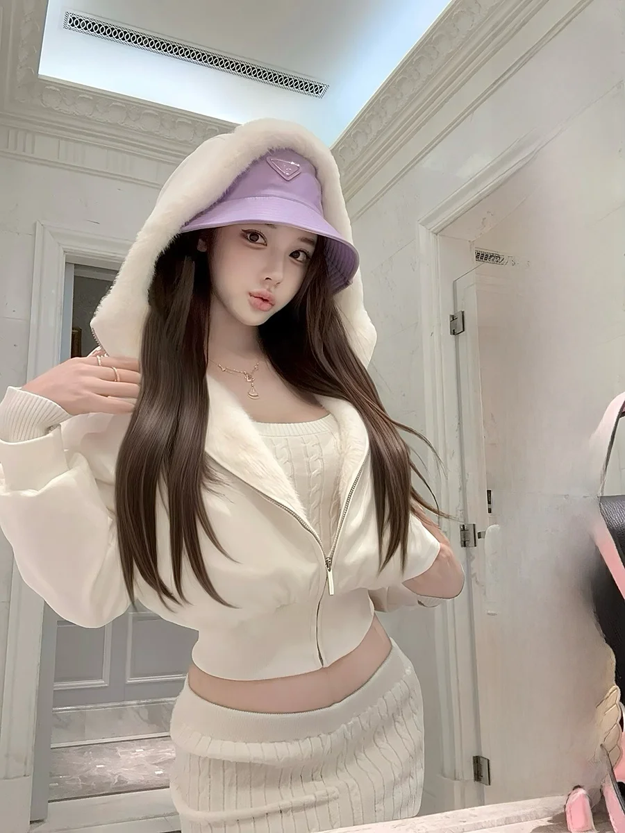 

Двусторонняя теплая куртка с капюшоном на флисовой подкладке, женская модная повседневная куртка из смесового хлопка с эластичными волокнами, с длинными рукавами, короткое пальто