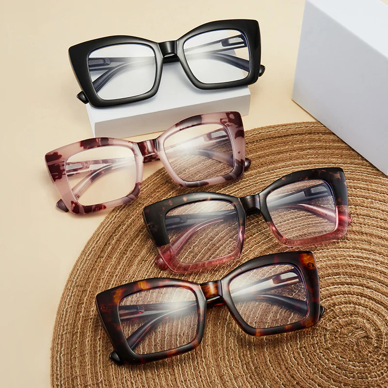 Thick Square Glasses Frames Anti Blue Light Eyeglasses For Women Men Retro Oversized Optical Eyewear