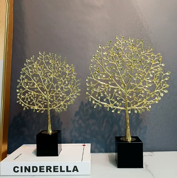 xx-Black Crystal Alloy Tree Plant Ornaments Home Livingroom Furnishing Decoration Items Villa Hotel Club Sculpture Accessories