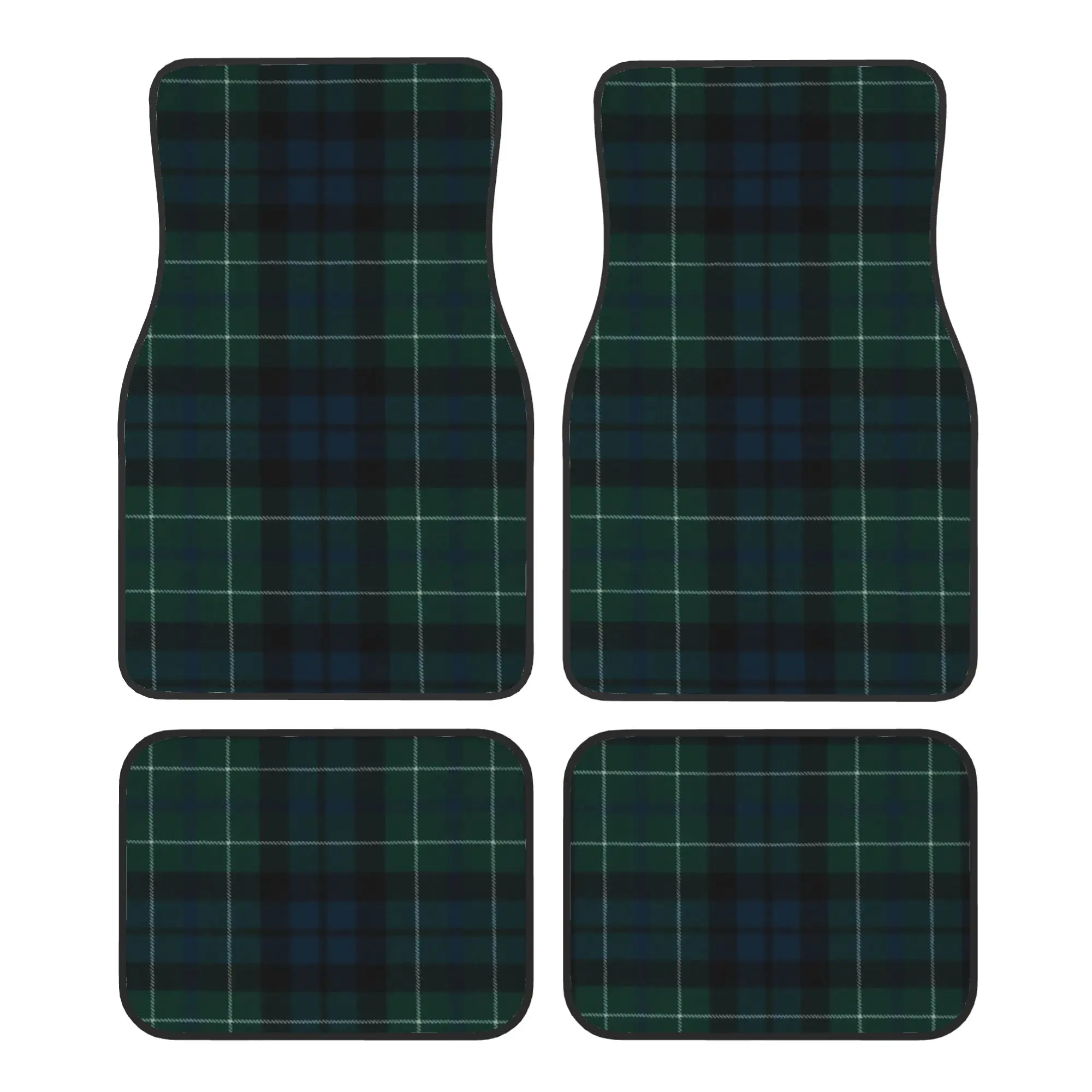 Clans Of Scotland Tartan Car Floor Mats of 4 Pieces Crystal Velvet Plaid Textured Universal Car Front Rear Carpets Foot Mats