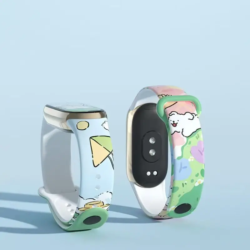 For Mi Band 9 8 Strap Silicone Flowers Printing Pattern Blet For Xiao MI 7 6 5 4 3 Watch Band Bracelet Smart bracelet strap