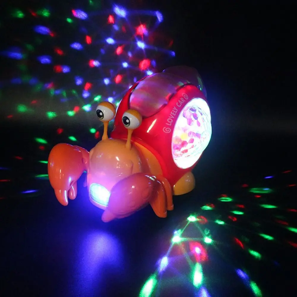 Juguete creativo de cangrejo para gatear de Caracol, juguete Musical interactivo ligero, tiempo de barriga, juguete de baile iluminado