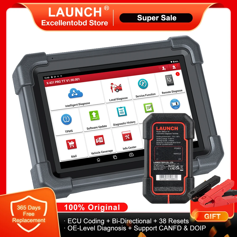 

LAUNCH X431 PRO TT Full System Diagnostic Tool OBD2 Scanner ECU Coding Active Test 38 Resets Support CANFD DIOP 2 Years Free