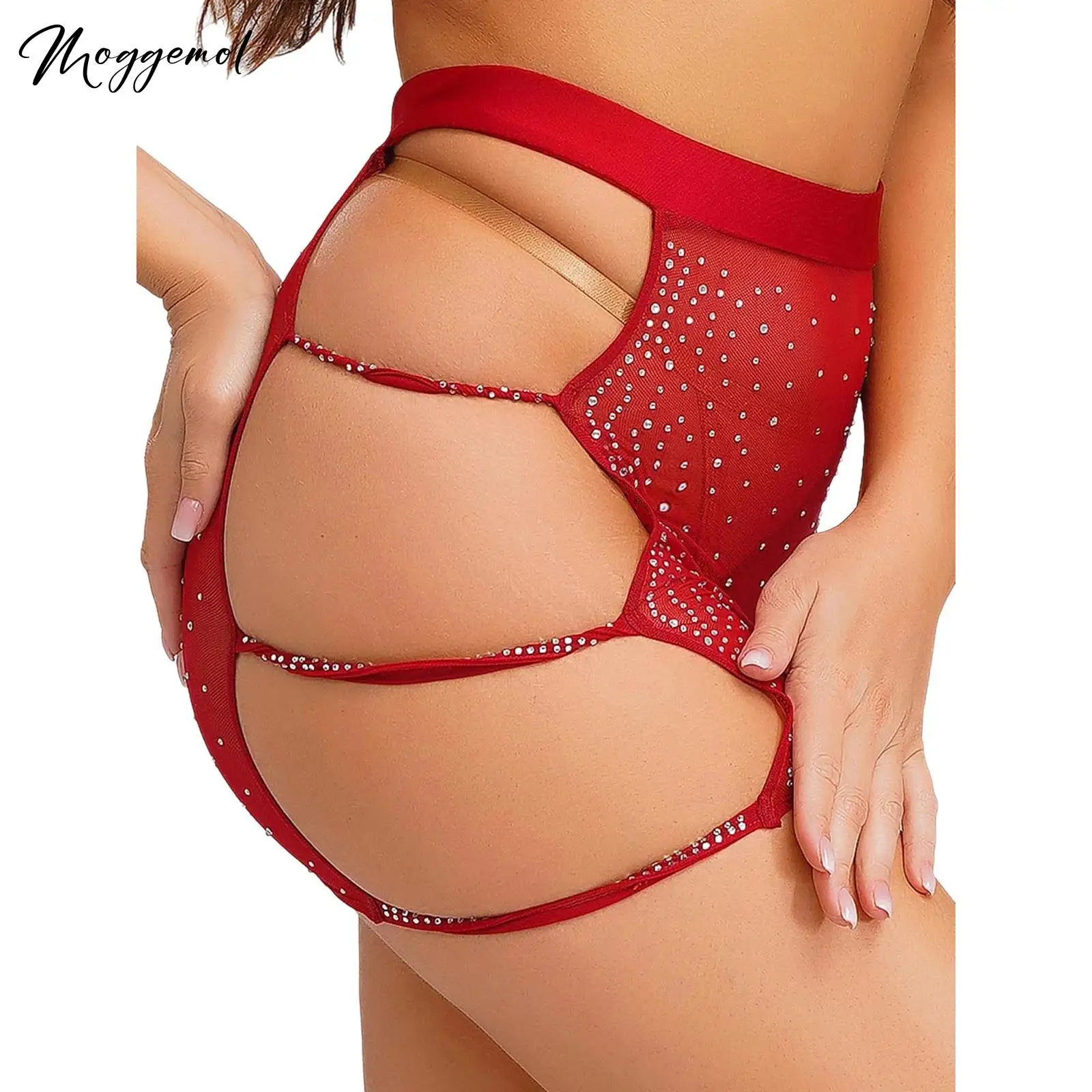 Minifalda transparente de malla transparente con diamantes de imitación brillantes para mujer, falda de fiesta ajustada con cintura elástica y abertura lateral