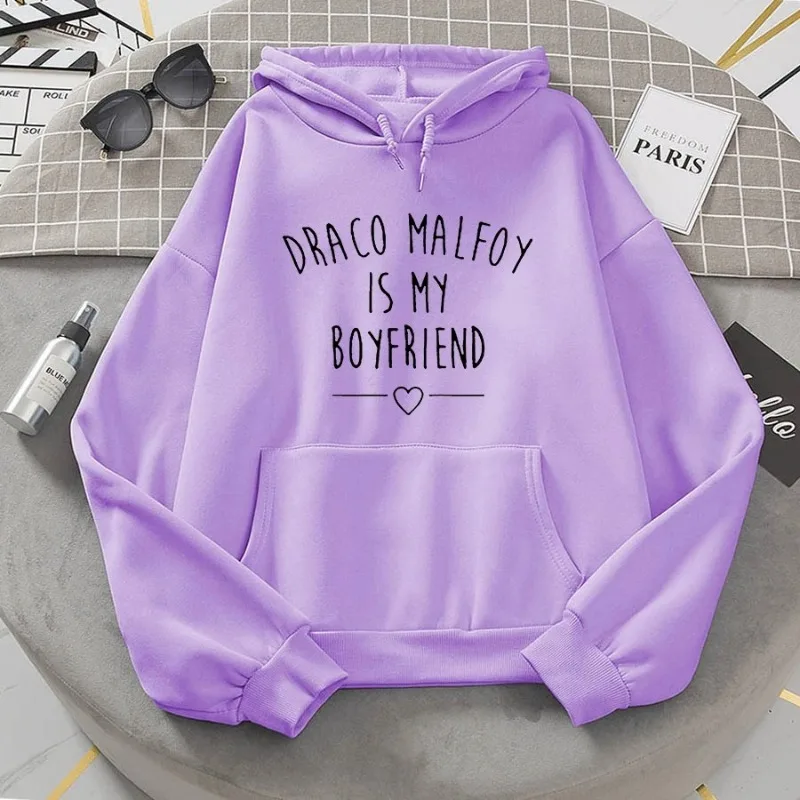 Draco Malfoy Is My Boyfriend Letter Print Hoodie Women Green Casual Sudaderas Hoodies New Fashion Harajuku Sweatshirts Hooded