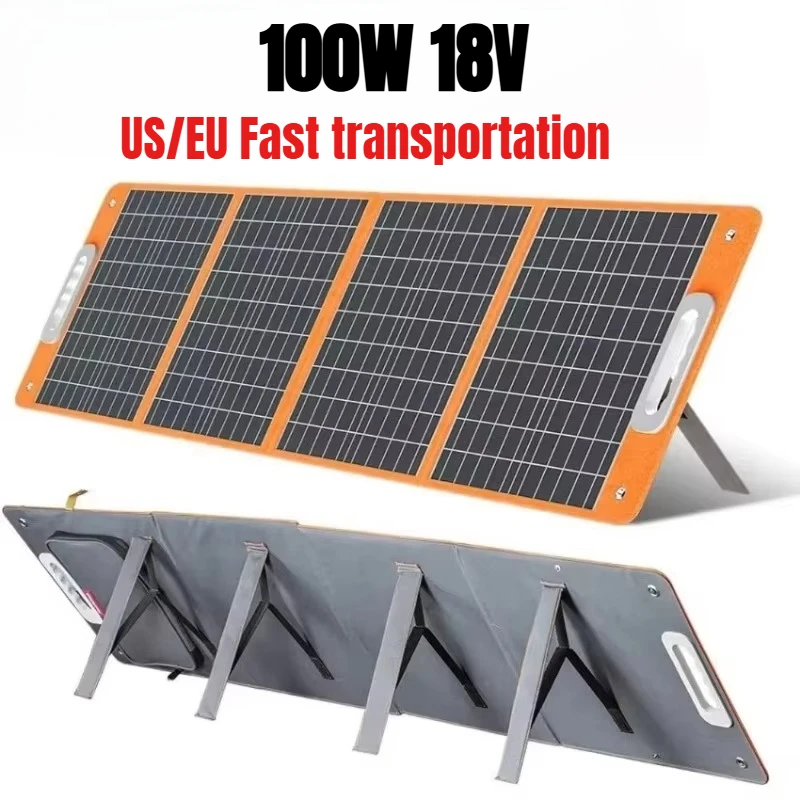 

100W 18V Foldable Solar Panel Solar Charger with DC Type-c/QC3.0 Output Charge for Power Station Van RV Road Trip Camping