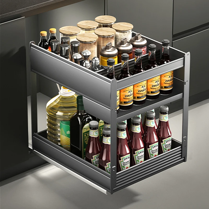 Under Sink Sliding Drawer Organizer Space-saving Drawer Mechanism Slide Pull Out Basket