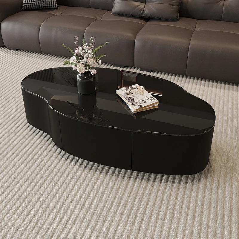 

New light luxury Italian glass coffee table, living room household small apartment coffee table side table combination