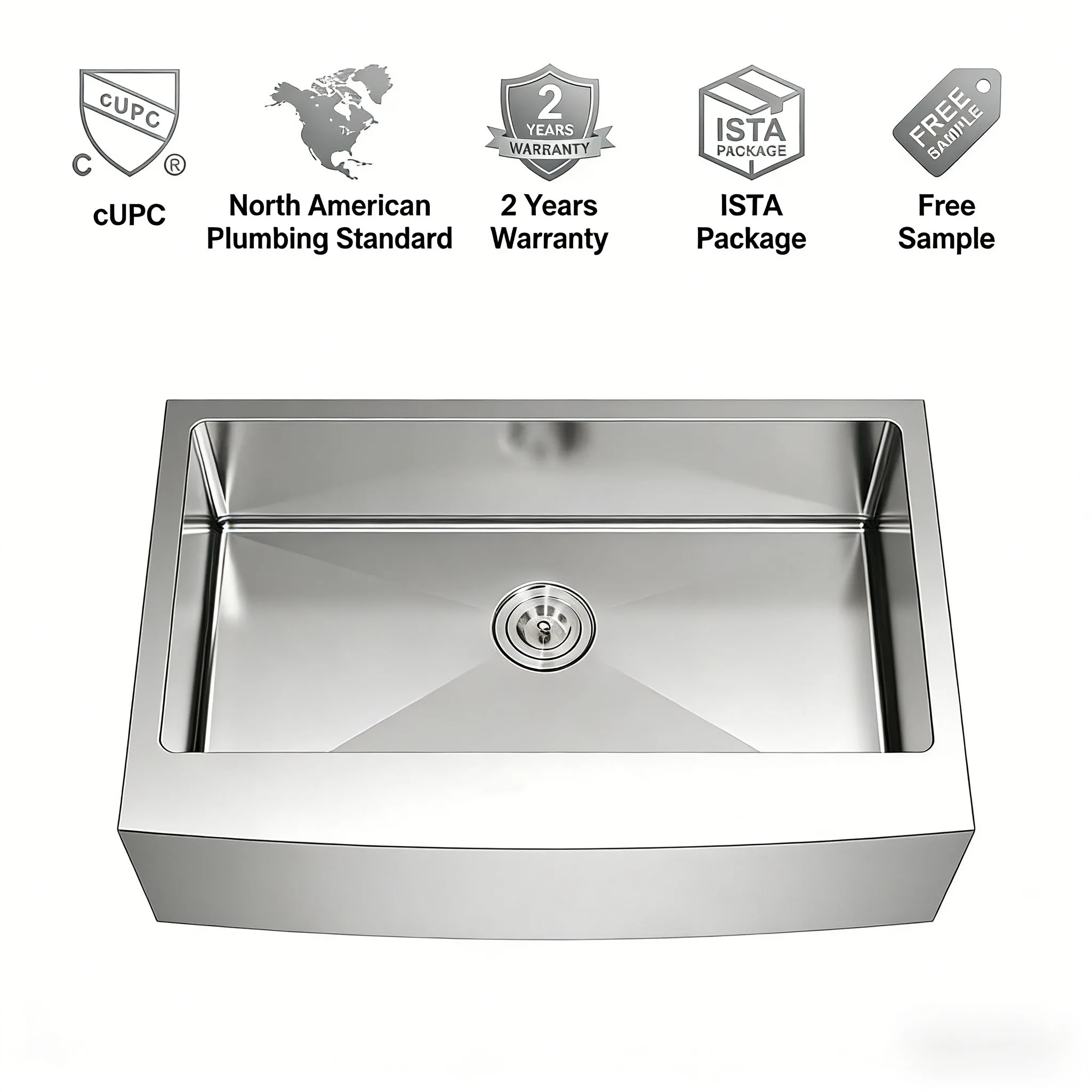 Sink,Single Bowl Farm Style Kitchen Sink 30*20 Inch Made Durable SUS304 Stainless Steel Apron Front One-Hole Design Faucet Not