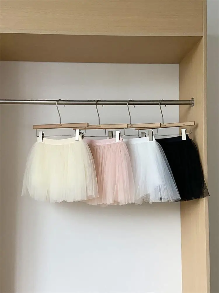 Ballet Style Sweet Apricot Tulle A-Line  Skirt Women Spring Anti-Aging Princess Short Skirt High Waist Casual Elastic Waist