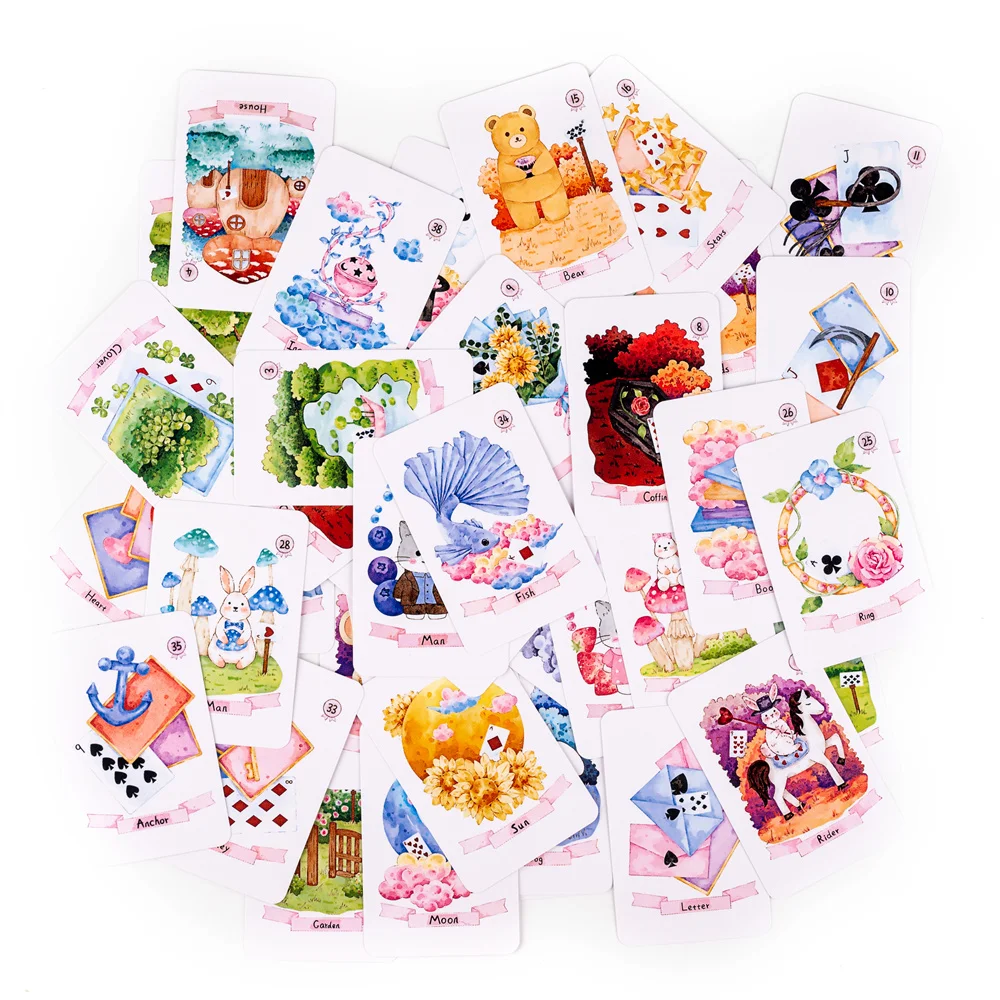 42pcs Rana Psychic Dream Lenormand Tarot Deck Wizard Oracle Cards Deck Prophecy Deck Lenormand