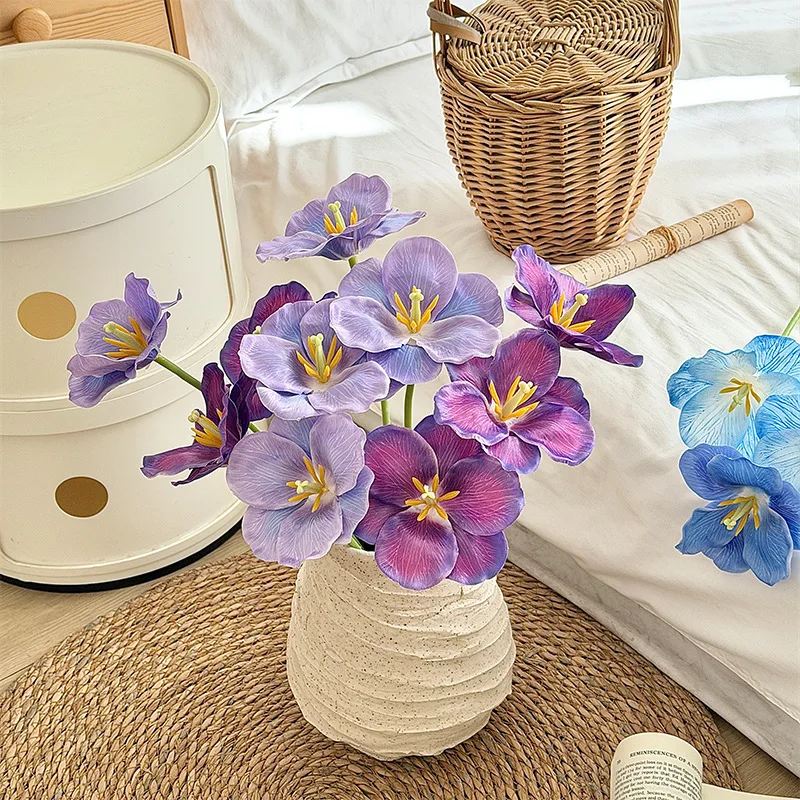 

Flipped Tulip Single Branch Simulated Flower Home Living Room Decoration Handheld Flower Wedding Fake Flower Shooting Prop