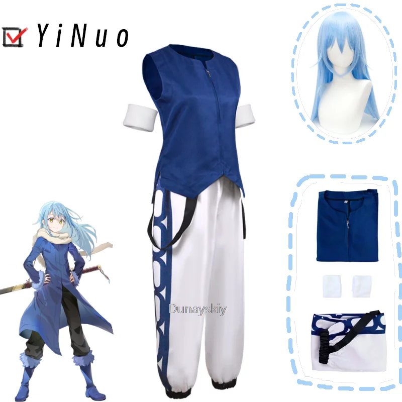 Rimuru Tempest That Time I Got Reincarnated As A Slime Season 2 Cosplay Costume Wig Anime Blue Shirt Pants Uniform Hair Props