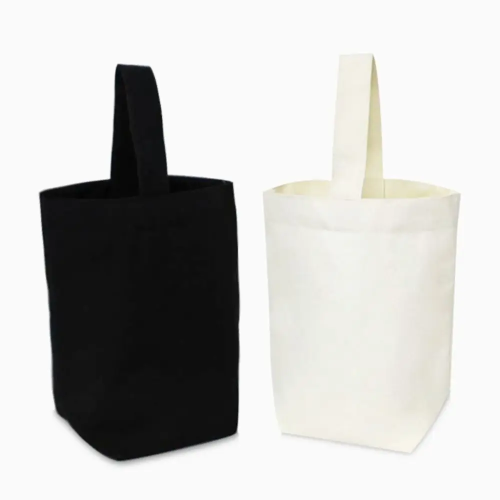 

Beige Black Tote Bag Creative Solid Color Canvas Handhold Bag DIY Large Capacity Canvas Handbag Shopping