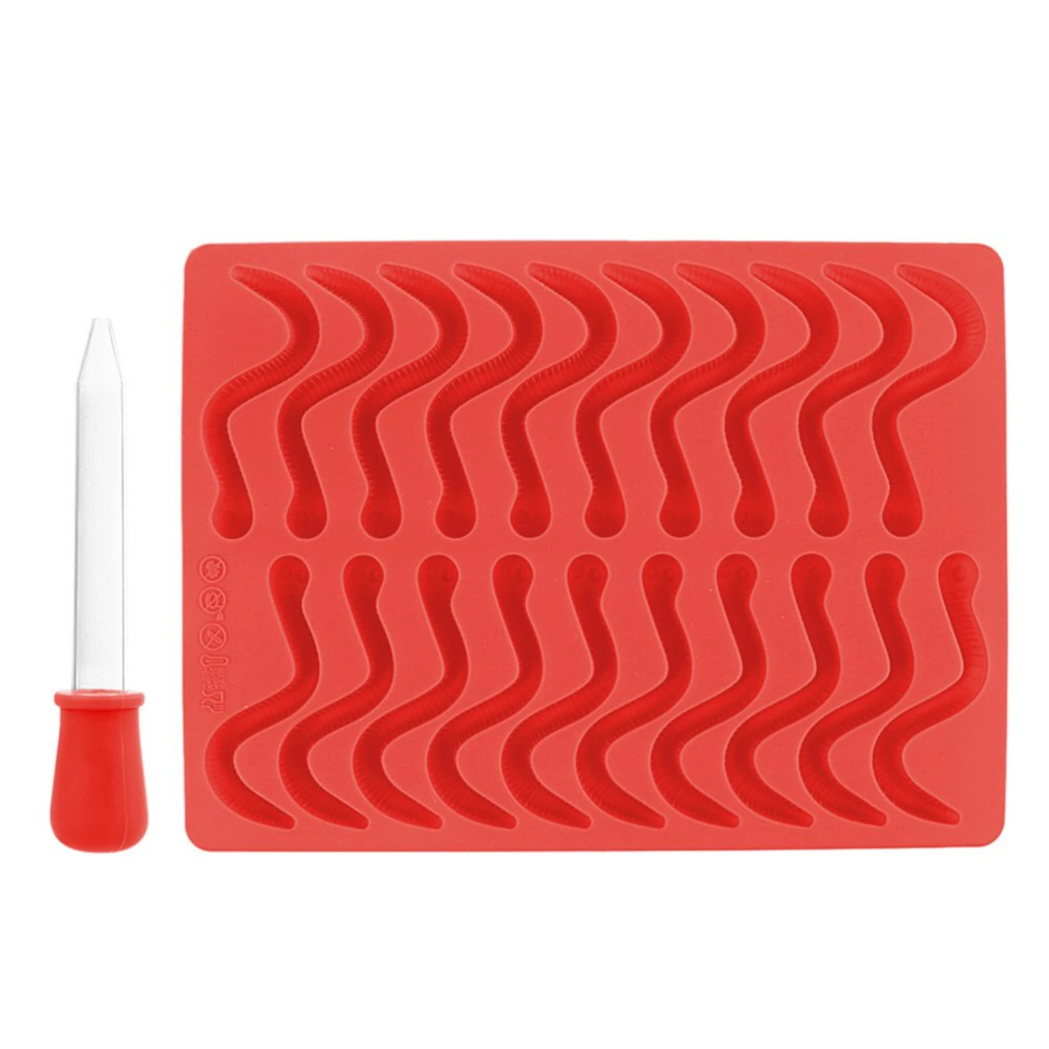 Set di stampi per fondente al cioccolato e caramelle in silicone a forma di verme - 3 pezzi/confezione