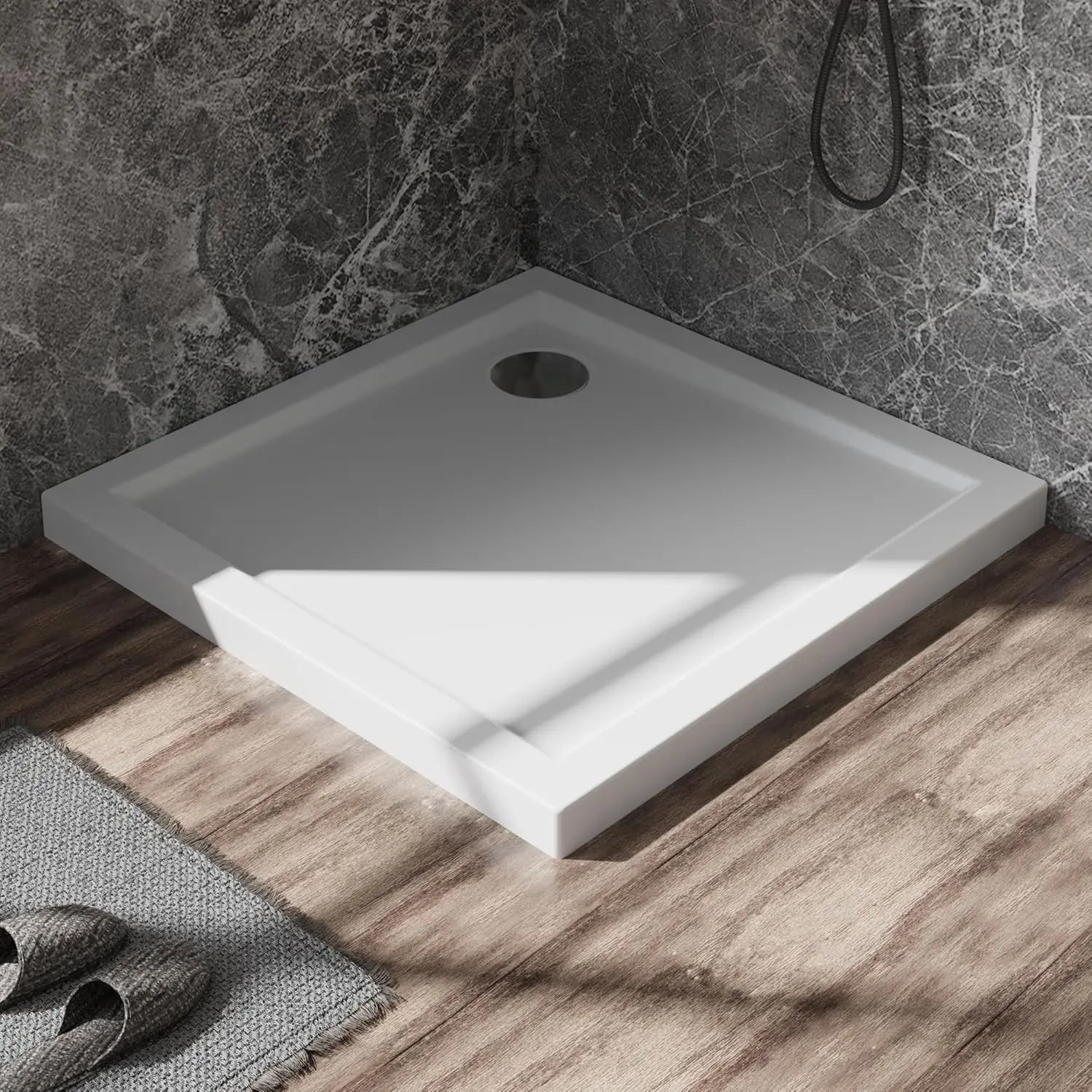 

Shower pan,32 in x 32 in Corner Drain Shower Base in White