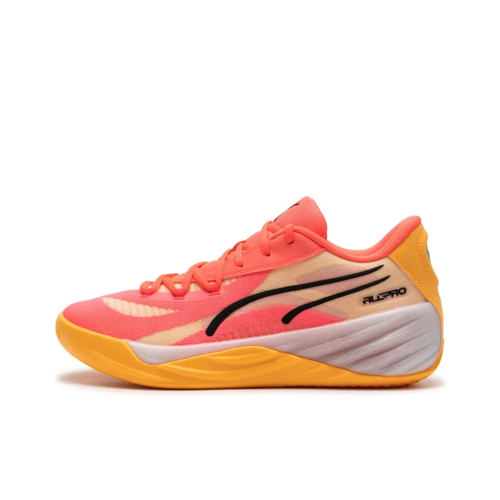 PUMA All Pro Nitro Low top Basketball Shoes Men's Pink Yellow 310392-07
