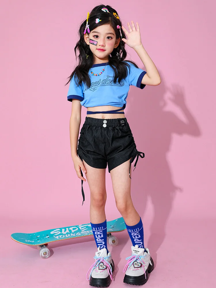 Crop Tops Cargo Hosen Kinder Streetwear Kleidung Kinder Mini Shorts Street Dance Jazz Zeigt Kostüm Mädchen Hip Hop Outfits