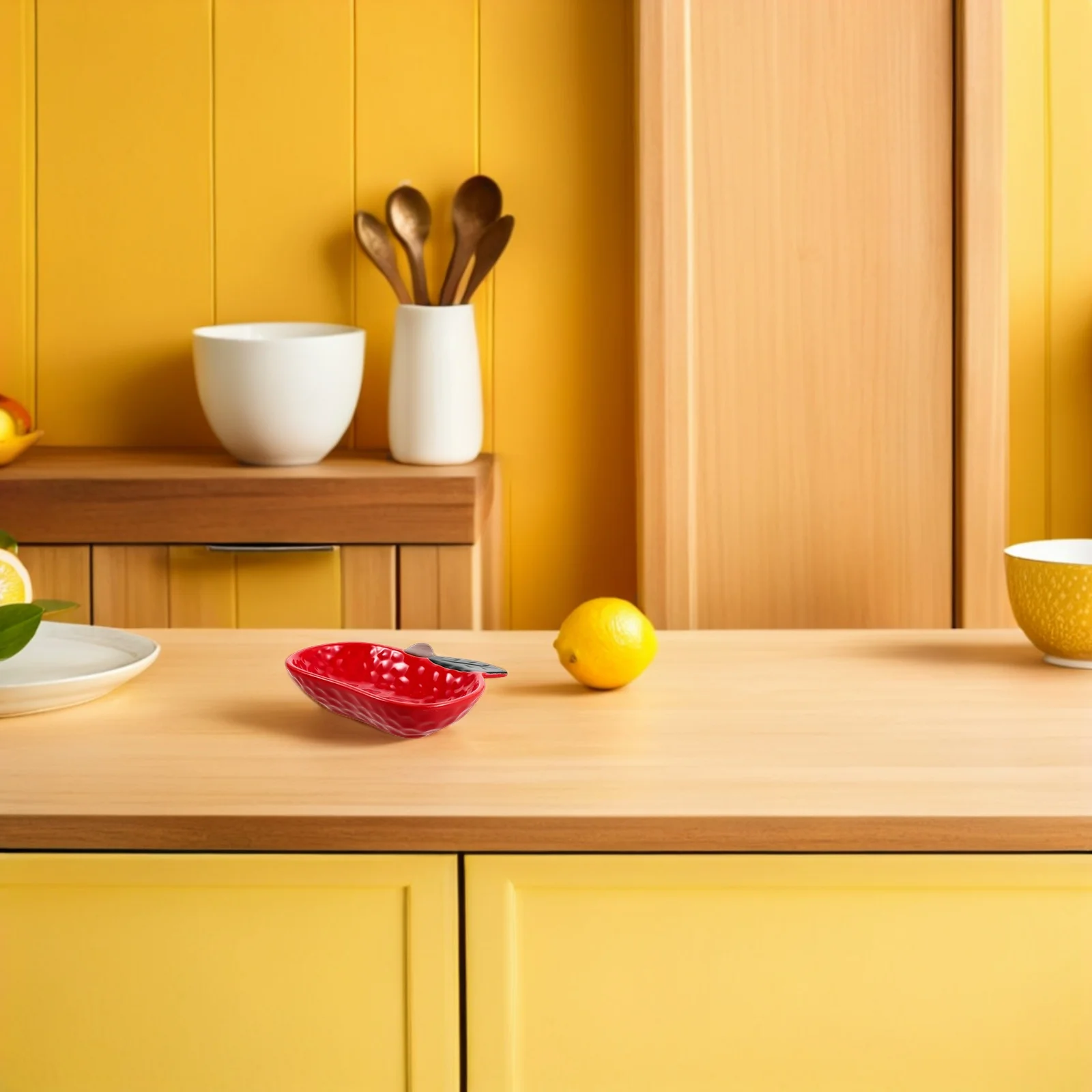 

2Pcs Stylish Ceramic Dipping Sauce Plates Apple Shaped Porcelain Fruit Plate 5-Inch Sushi Seasoning Container Fruit Dinner Plate