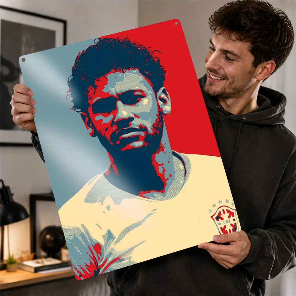 Neymar Poster Athletic Wall Art Personalized Vintage Metal Sign for Sports Room Man Cave Gym Home Decor Fan Gift Display Plaque
