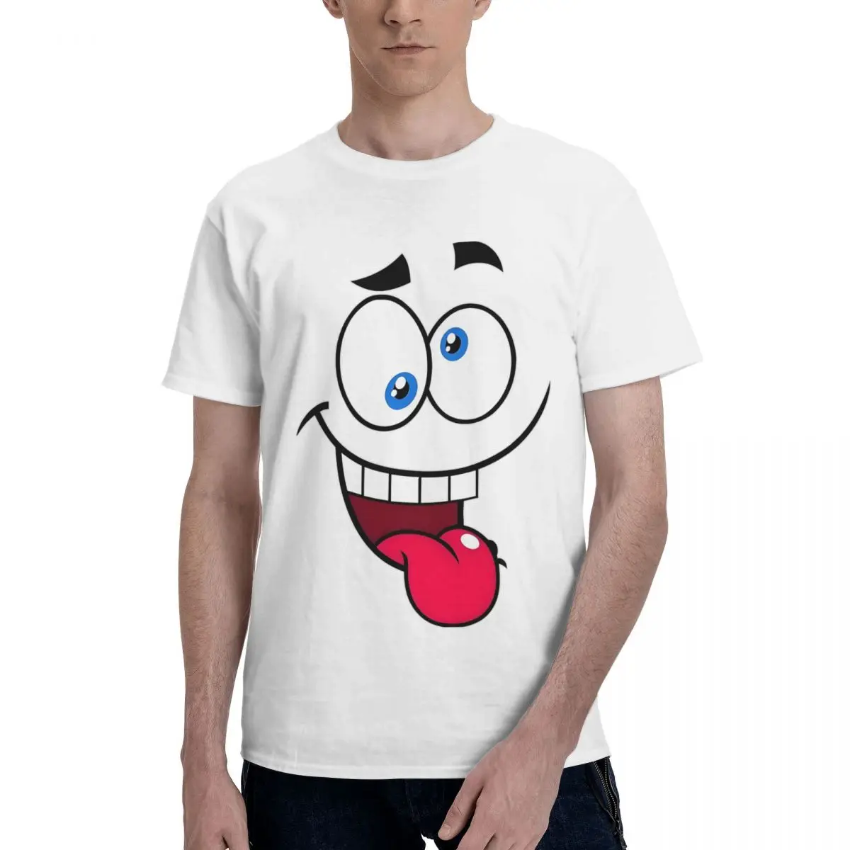 Crazy Smile Face Novelty Movement High quality Title Tshirt Fitness USA Size