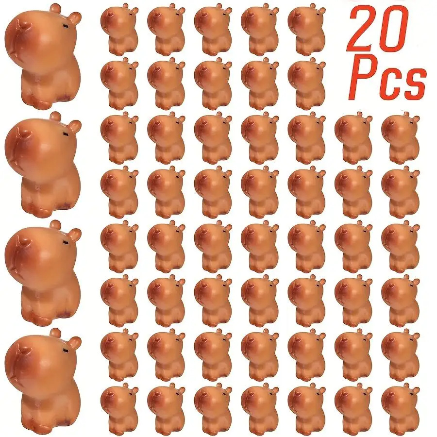 20 Mini Capybara Resin Statues - Cute Cartoon Animal Decoration Suitable for Gardens, Courtyards, and Outdoor Spaces, Durable Re