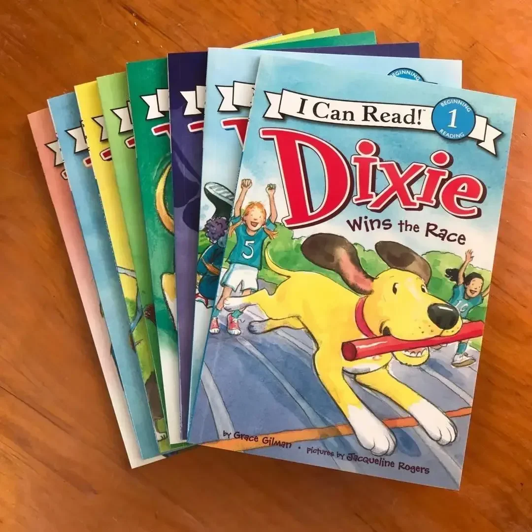 

8 книг/набор, я могу читать Dixie Dog, детские классические книги с рассказами, детские книги для раннего образования, английские истории с картинками, книги для чтения