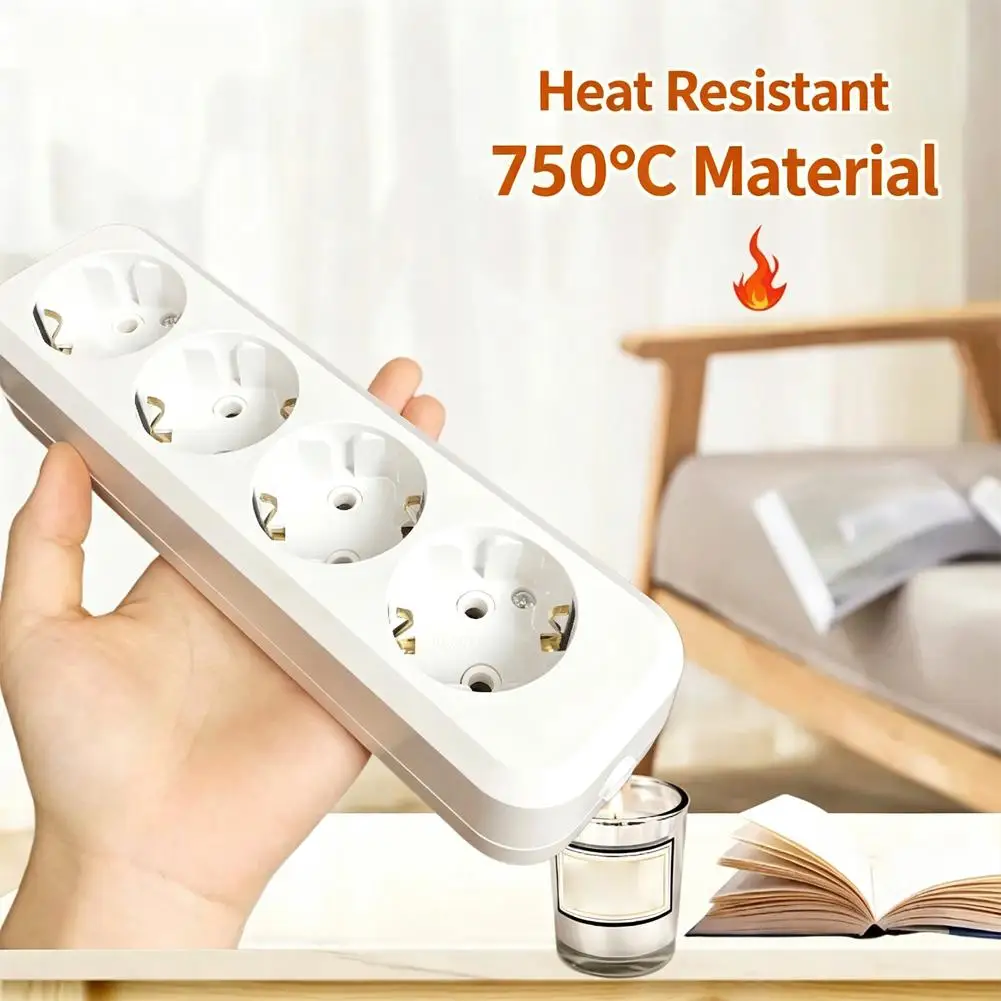 EU Power Strip 16A 250V Rewirable European Socket Extension Block Fire‑Retardant ABS Wall Mount Multiple Outlets Grounded Power