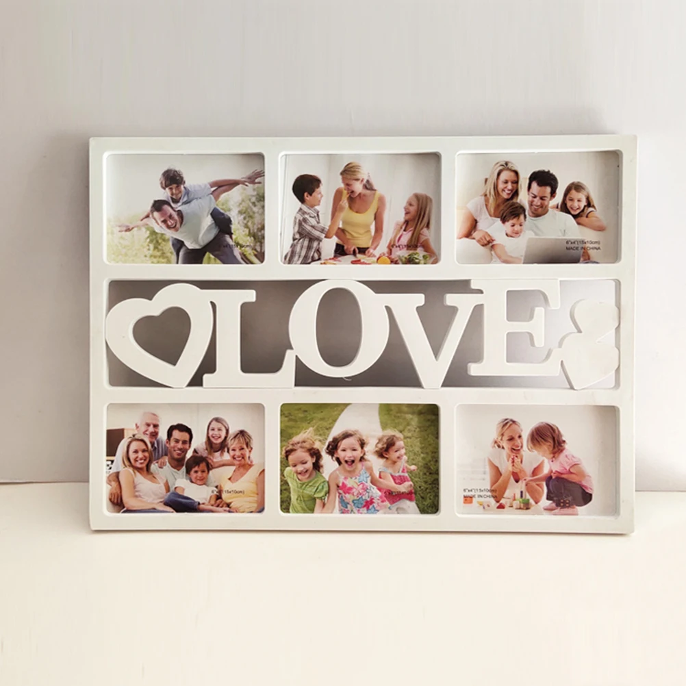 Retro Style Collage Photo Frame Plastic Square Shape Picture Frames 10x15Cm LOVE photos Frame for Wall Home Decor Eco Friendly