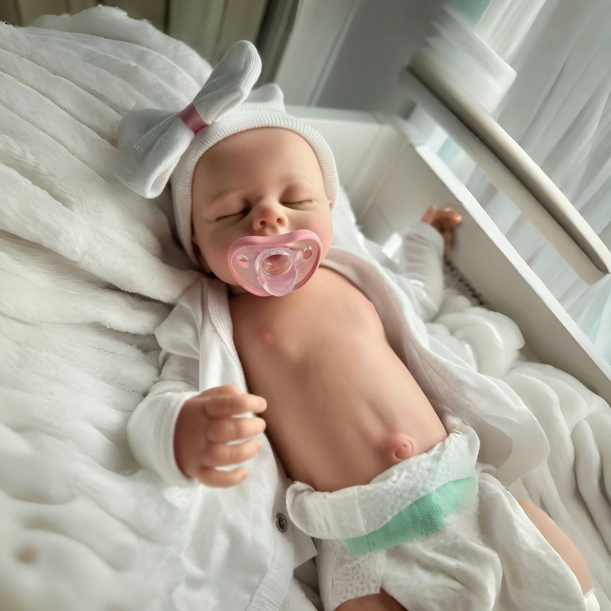 Puede abrir la boca muñeca de niño de silicona Loulou durmiendo de 18 pulgadas con muñeca Reborn bebé realista muy suave calva pintada para juguete para niños