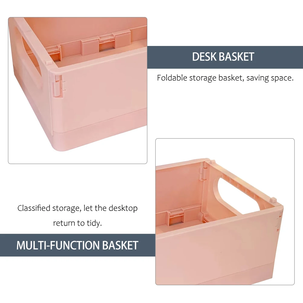 

Desk Basket Plastic Book Storage Organizer Multi-Function Foldable Sundries Container Desktop Storage Box Easy to Clean