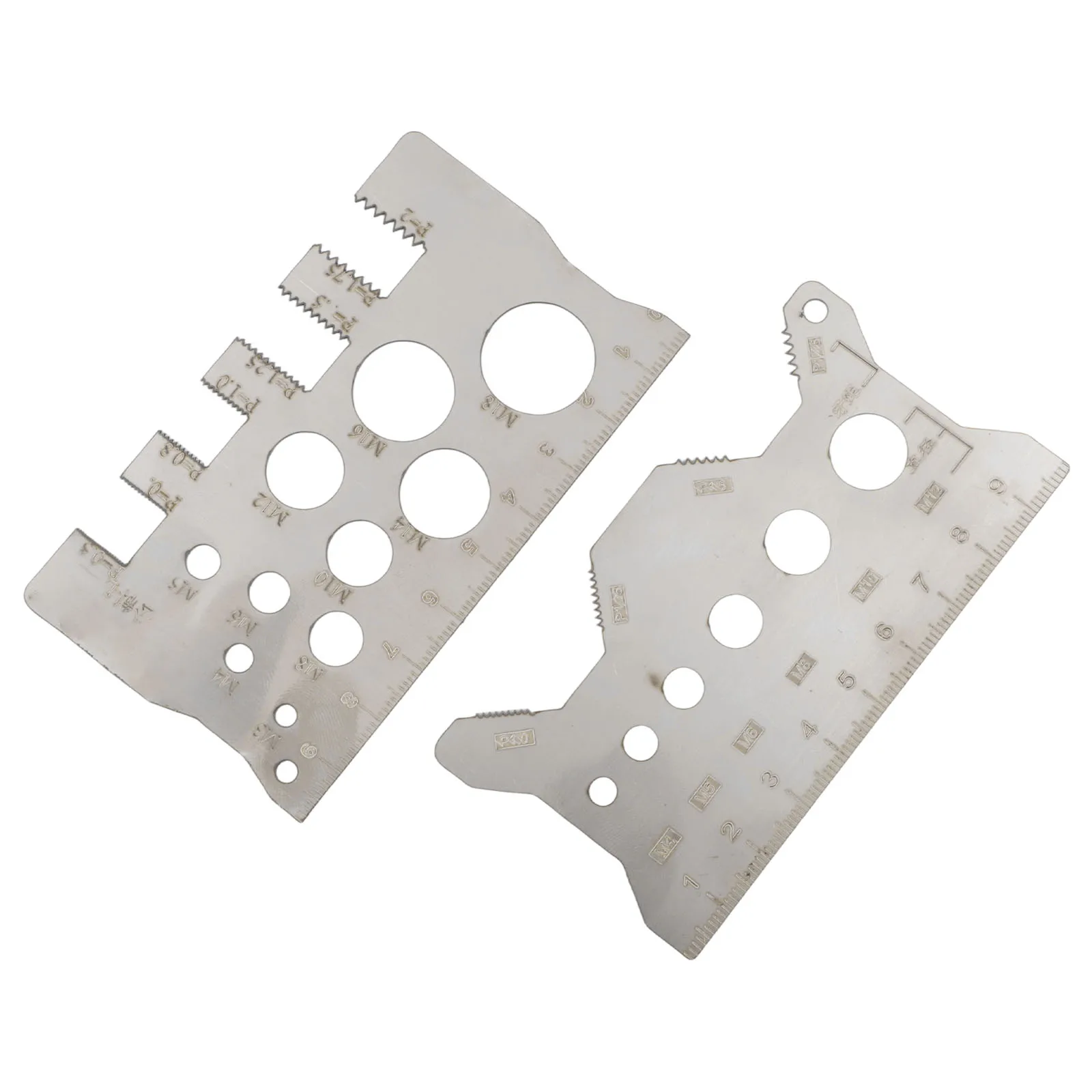 Stainless Steel Thread Pitch Gauge 2PCS for Metric Fasteners Including Bolt Nut Pitch Diameter and Tooth Count Check