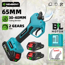NewBeny 2 Gears 65mm Brushless Electric Pruner Shear Fruit Tree Bonsai Pruning Scissors Power Tools For Makita 21V Battery Pin