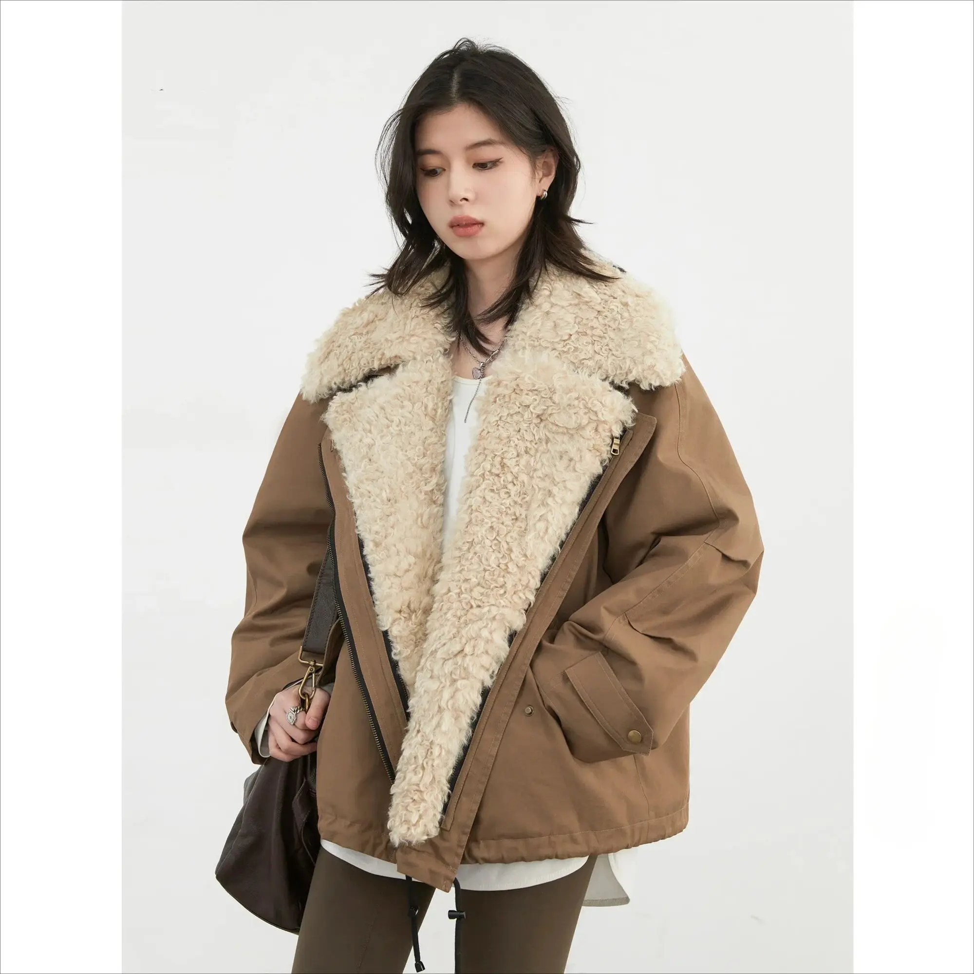 UMI MAO Autumn Winter Women Coats Streetwear Loose Casual New Retro Motorcycle Cotton Jacket Thick Warm Female Overcoat