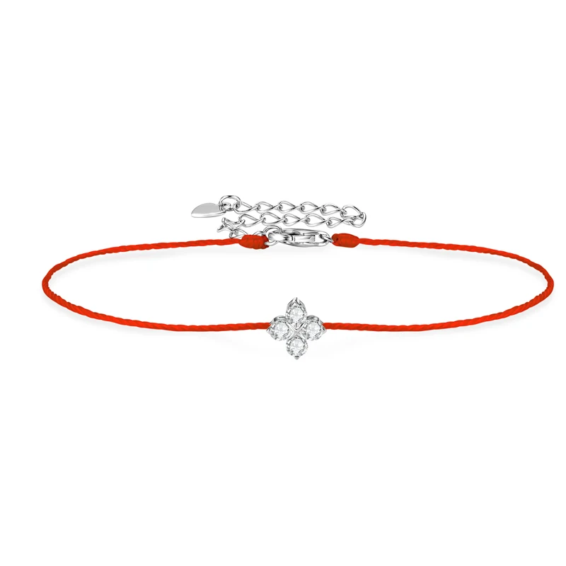 OXTAO – Bracelet trèfle à quatre feuilles en argent Sterling 925, bleu/rouge, certifié D VVS1, Moissanite, bijoux féminins